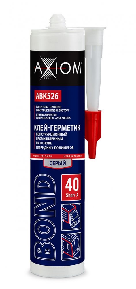 AXIOM ABK526 Клей-герметик конструкционный промышленный на основе гибридных полимеров, Шор А 40 серый 280 мл