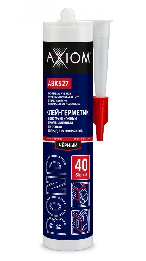 AXIOM ABK527 Клей-герметик конструкционный промышленный на основе гибридных полимеров, Шор А 40 черный 280 мл