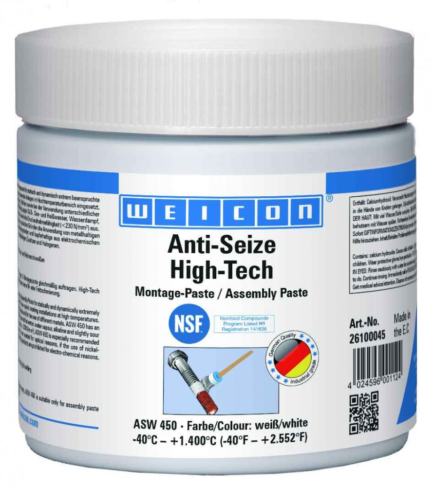 WEICON Anti-Seize High-Tech Монтажная паста (450 г) антикоррозионное средство, не содержащее метала (менее 0,1%). Банка.