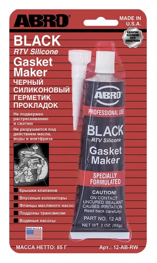 ABRO 12-AB Герметик прокладок (черный) 85 г